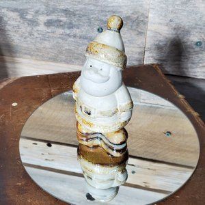 Vintage Little Round Ceramic Santa - Beige